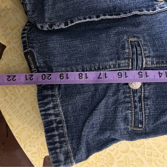 Vintage Blue and Tan Jean Jacket with Suede Accents - Picture 9 of 11